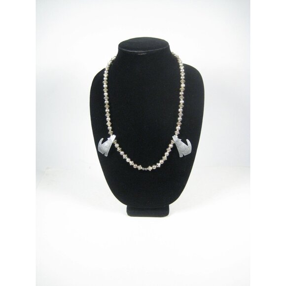 UPCYCLED Jonette Jones Coyote Necklace Sterling Silver 925 Hollow Beaded 26 in - Picture 11 of 14